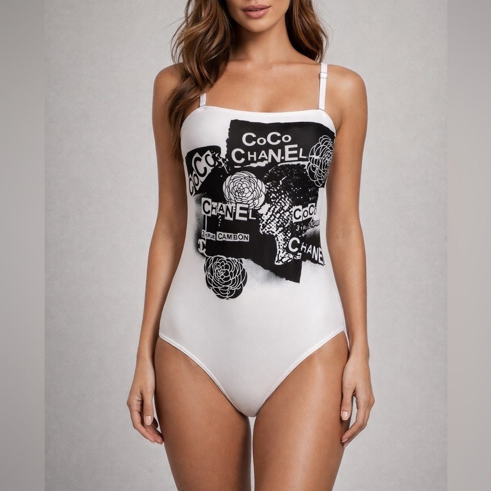 CHANEL Monochrome Graphic One Piece Swimsuit (887)